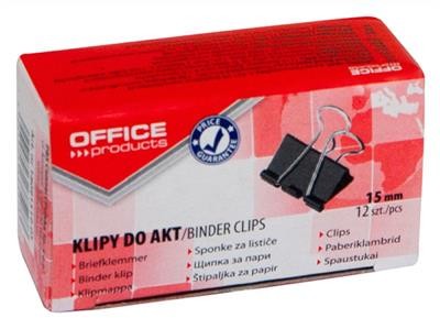 Office products OFFICE PRODUCTS Klipy do dokumentów 15mm, 12szt., czarne 18091519-05