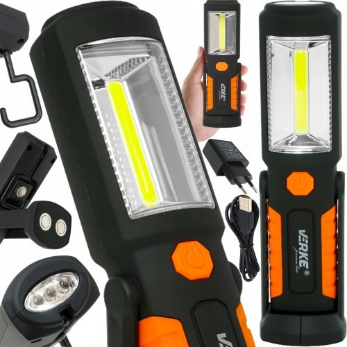 VERKE PREMIUM LATARKA WARSZTATOWA LAMPKA USB LED COB AKU LAMPA V87521