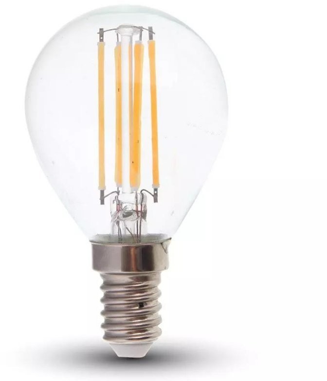 V-TAC Żarówka LED 6W Filament E14 Kulka P45 Przeźroczysta VT-2466 2700K 600lm 3800157659239