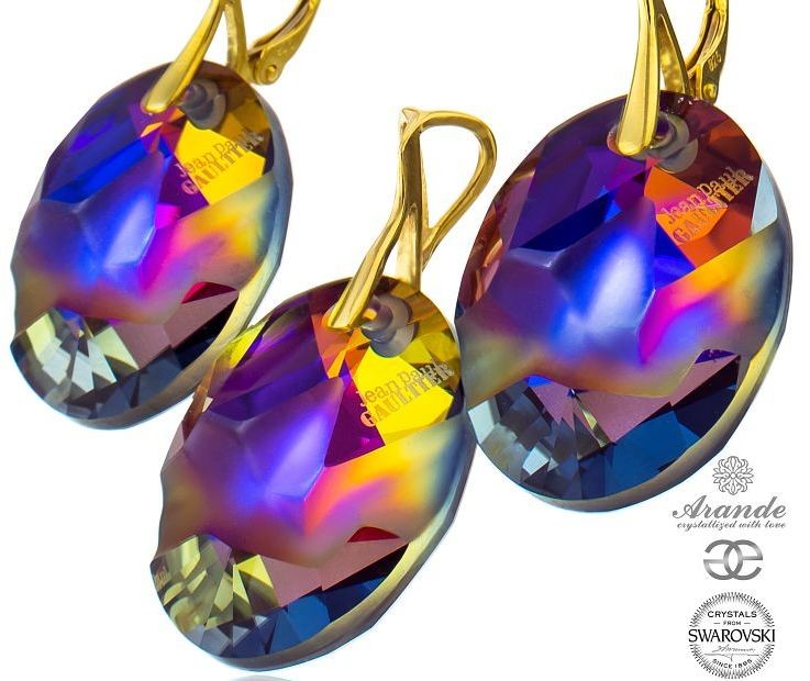 Arande NOWE SWAROVSKI KOMPLET Volcano Gold JEAN PAUL GAULTIER Złote Srebro 700929