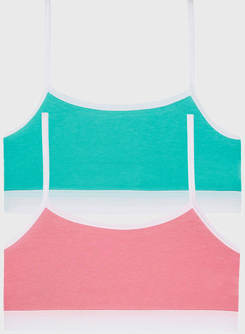 GARNA MAMA sp. z o.o. 2 PACK dziewczęcych topów basic zielono-różowy