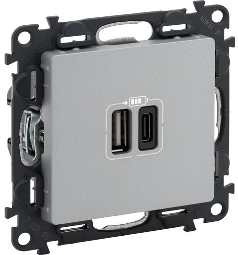 Legrand Ładowarka 2xUSB A+C 3A Valena Life 753306 aluminium