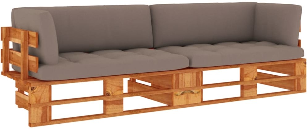 vidaXL Sofa 2-os. z palet, z poduszkami, miodowy brąz, drewno sosnowe