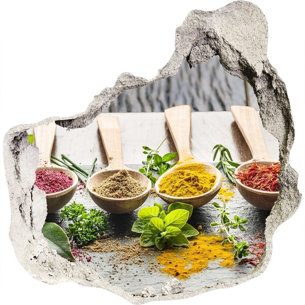 Wallmuralia.pl Naklejka 3D dziura na ścianę Kolorowe przyprawy