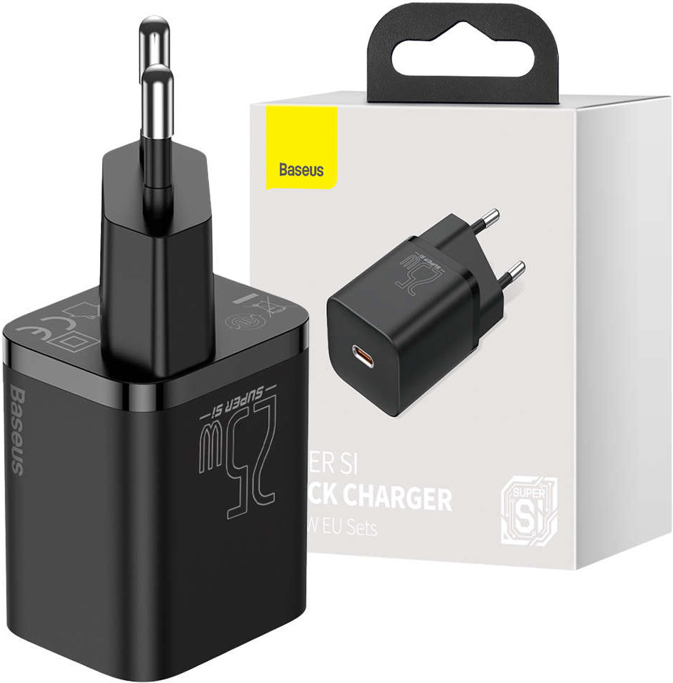Baseus Ładowarka sieciowa zasilacz Super Si USB-C Type C PD 25W Czarna 6932172603724