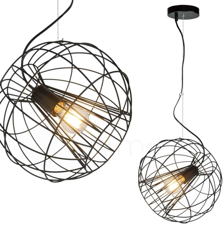 Zuma Line LAMPA wisząca MARL P17212 metalowa OPRAWA druciana ZWIS kula ball drut czarny P17212
