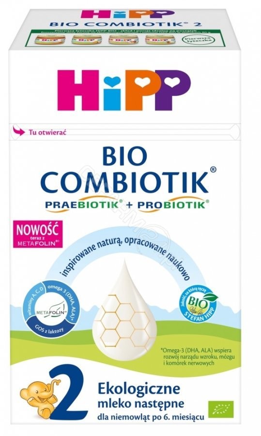 Hipp 2 BIO Combiotik ekologiczne mleko następne dla niemowląt po 6 miesiącu 550 g