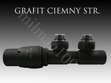 Mera Term Zestaw zaworów grzejnikowych termostatycznych TWINS lewy CIEMNY GRAFIT STRUKTURALNY (C33) TSGSO215CFK/L