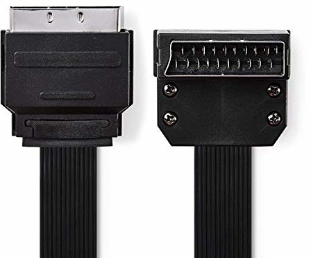 NEDIS Nedis CVGP31045BK20 SCART-płaski kabel | wtyczka SCART - wtyczka SCART, 90 kątowa | 2,0 m | czarna