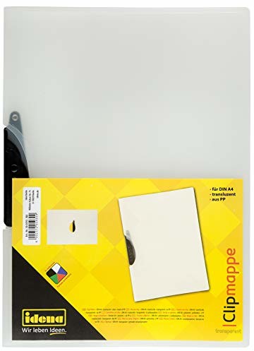 Idena Idena 300593 - teczka z klipsem do DIN A4, z polipropylenu, przezroczysta biel, 1 sztuka 300593
