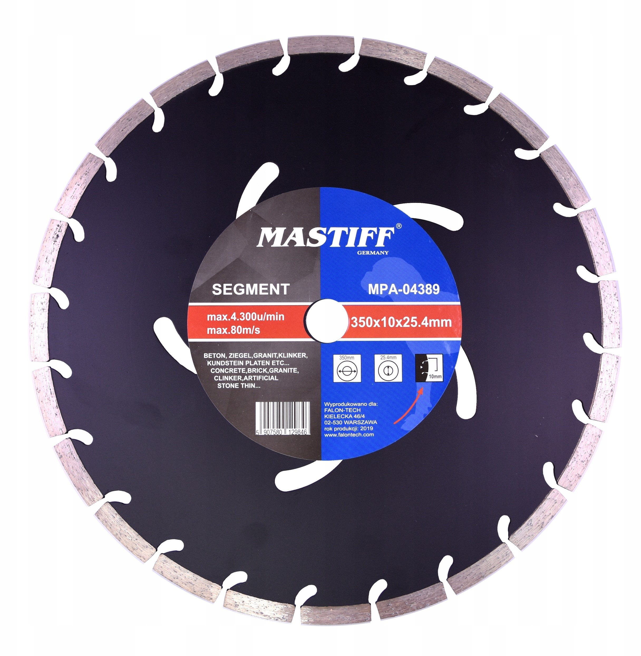 Mastiff Tarcza Diament 350 mm Segment Kostka Beton