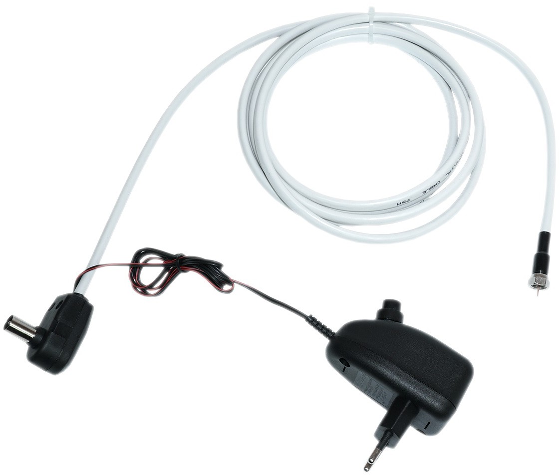 Gotowy 3m kabel + zasilacz regulowany do anteny Tv