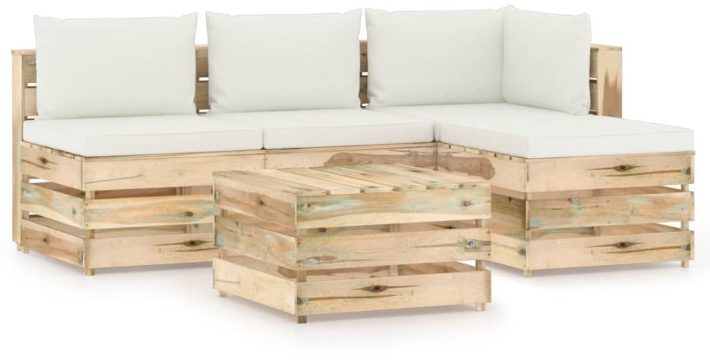 vidaXL 5-cz. zestaw wypoczynkowy do ogrodu, z poduszkami, drewniany 3074617