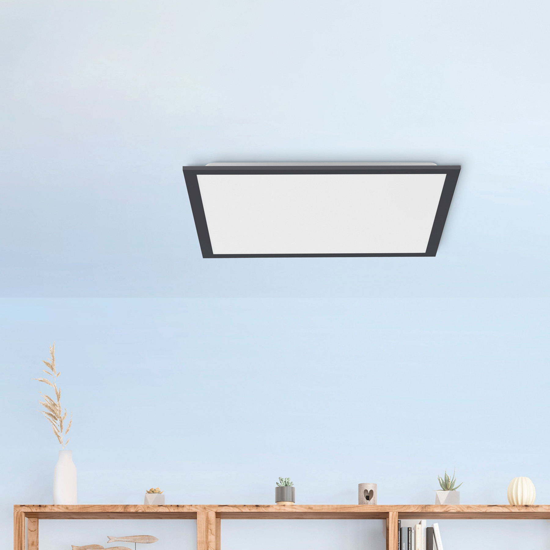 Leuchten Direkt Lampa sufitowa LED Flat, CCT, czarna, 45 x 45 cm