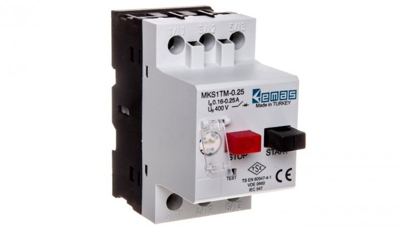 emas elektroteknik Wyłącznik silnikowy 3P 0,06kW 0,16-0,25A T0-MKS1TM-0.25 T0-MKS1TM-0.25