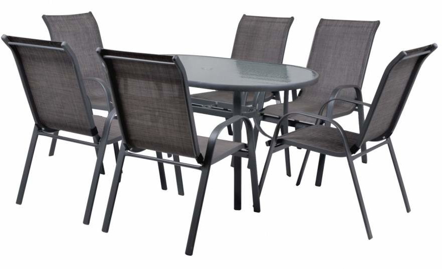 Hecht EKONOMY SET 6 MEBLE OGRODOWE ZESTAW MEBLI OGRODOWYCH STÓŁ + 6 KRZESEŁ STAL ALUMINIUM SZKŁO EKONOMY SET 6 MEBLE OGRO