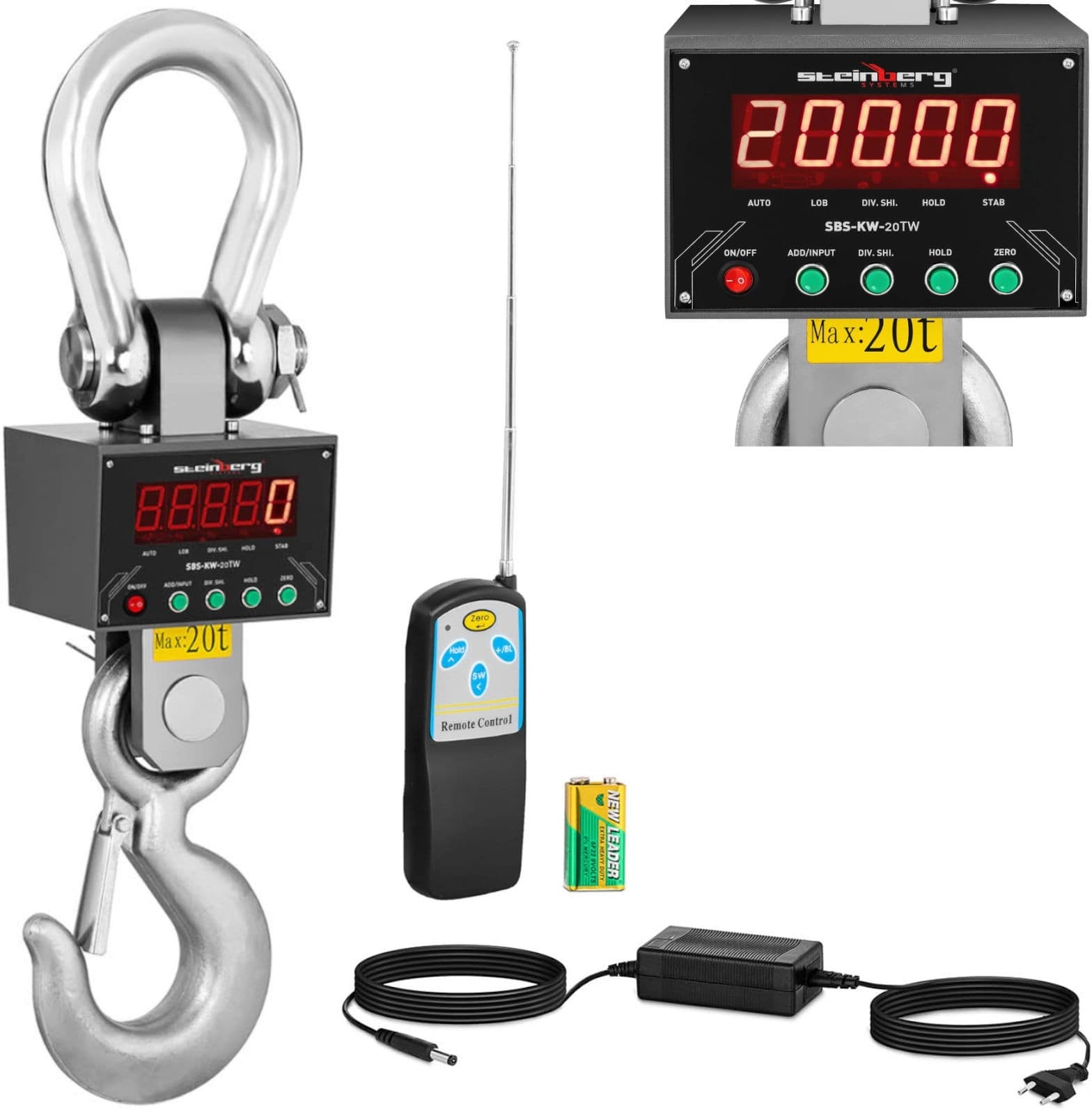 Waga hakowa podwieszana magazynowa z pilotem LED do 20000 kg