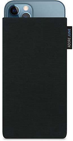 Adore June Classic czarny pokrowiec kompatybilny z iPhone 12 i iPhone 12 Pro etui na telefon komórkowy z wytrzymałego materiału Cordura z efektem czyszczenia wyświetlacza, Made in Euroe, AJ1886-AP AJ1886-AP