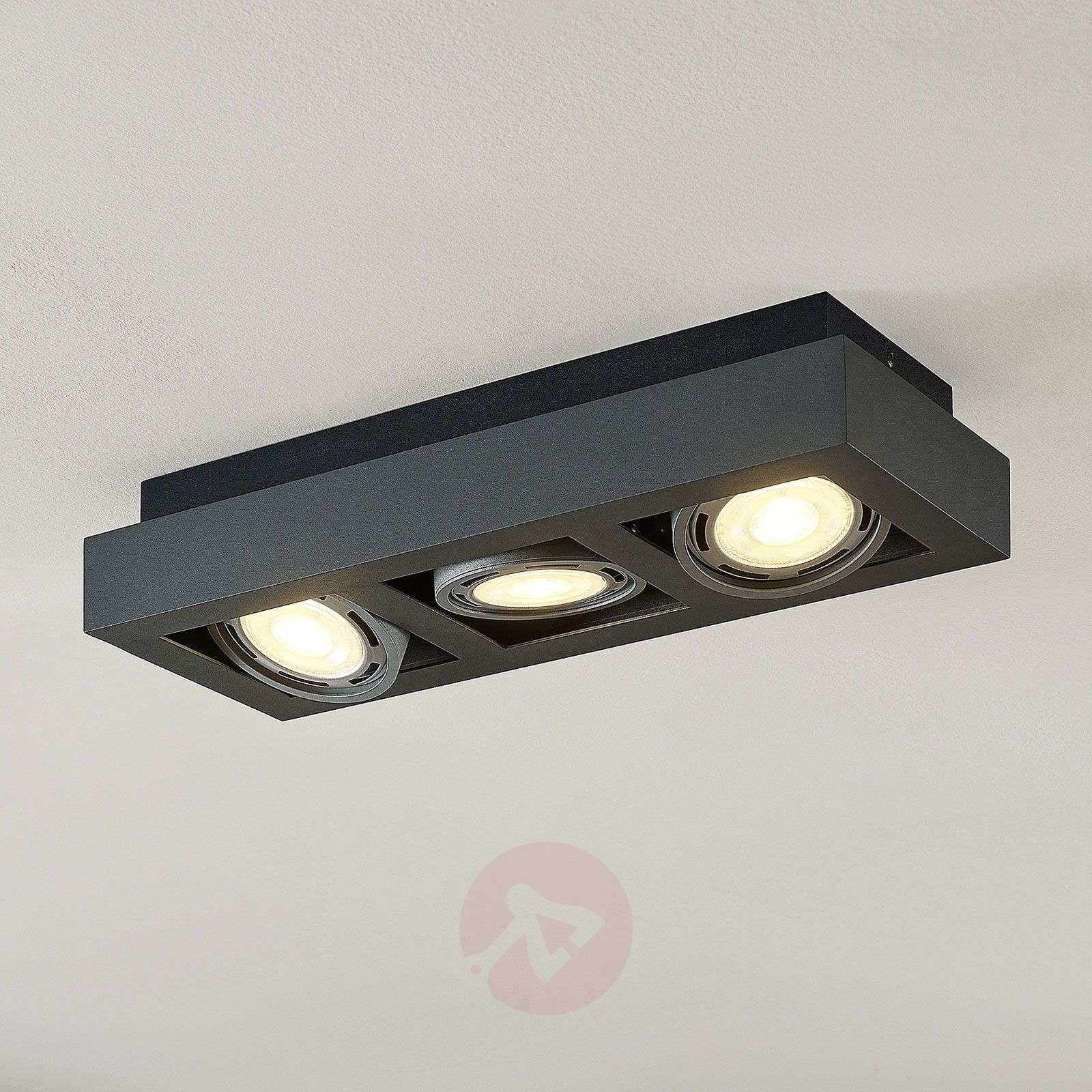 ARCCHIO Spot sufitowy LED Ronka, GU10, 3-pkt., ciemnoszary