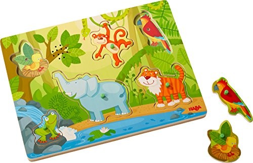 Haba HABA 303181  Sound-greif puzzle w dżungli | dziecko puzzle od 2 lat słodkimi dziecięcymi motywami zwierzęcymi | wesołe zwierząt dźwięków zapewniają wyjątkowo łatwe i przyjemne