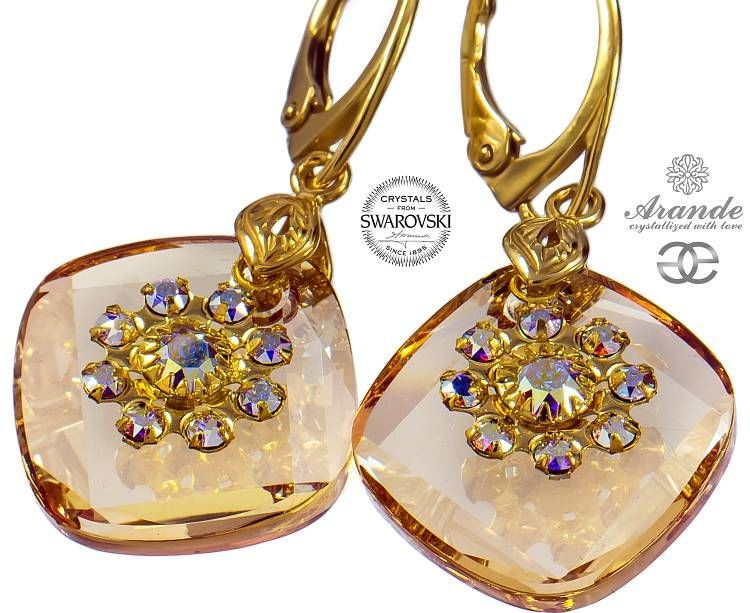 Swarovski PIĘKNE KOLCZYKI METRO FLOW GOLD ZŁOTE SREBRO