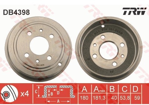 TRW Bęben hamulcowy DB4398