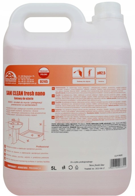 Pianka Do Mycia Kabin Prysznicowych Sani Clean 5L