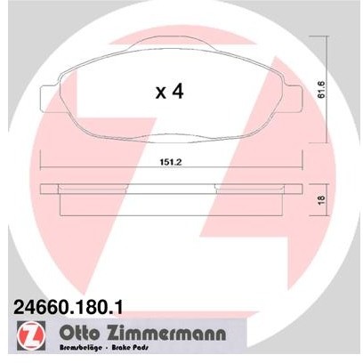 ZIMMERMANN Zestaw klocków hamulcowych, hamulce tarczowe 24660.180.1