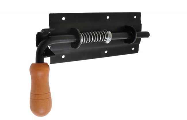 Zasuwa sprężynowa 250 czarna z drewnianą rączką