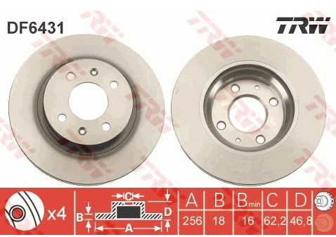 TRW Tarcza hamulcowa DF6431