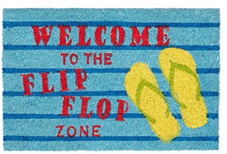 Relaxdays wycieraczka kokosowa mówiąc Flip Flop Zone, podkładka mata kokosowa z antypoślizgową PCW 10020169_45