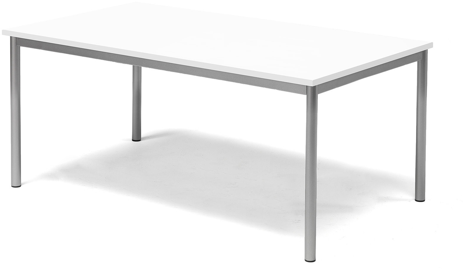 AJ Produkty Stół Bors, 1400x800x600 mm, rama srebrna, dźwiękochłonny HPL, biały