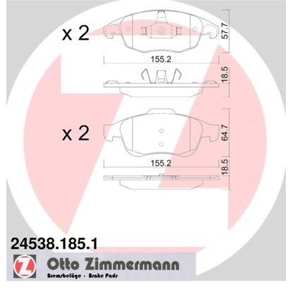 ZIMMERMANN Zestaw klocków hamulcowych, hamulce tarczowe 24538.185.1