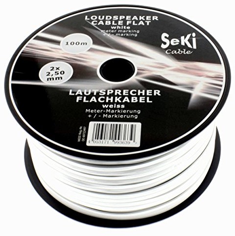Seki Przewód głośnikowy płaski 100 m  2 X 2,5 mm CCA  płaski przewód audio 2,2 MM