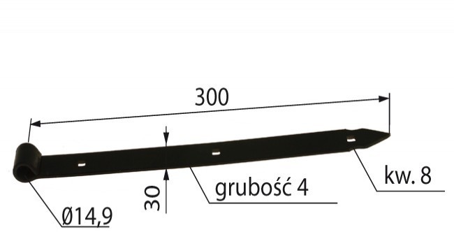 Zawias pasowy 300 mm bez haka fi 14mm