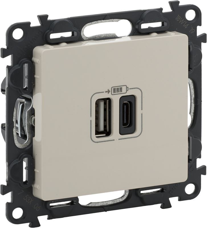Legrand Ładowarka 2xUSB A+C 3A Valena Life 753206 kremowa