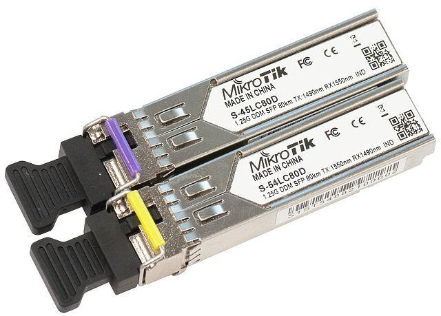 Mikrotik Pair of SFP modules, S-45LC80D (1.25G SM 80km S-4554LC80D