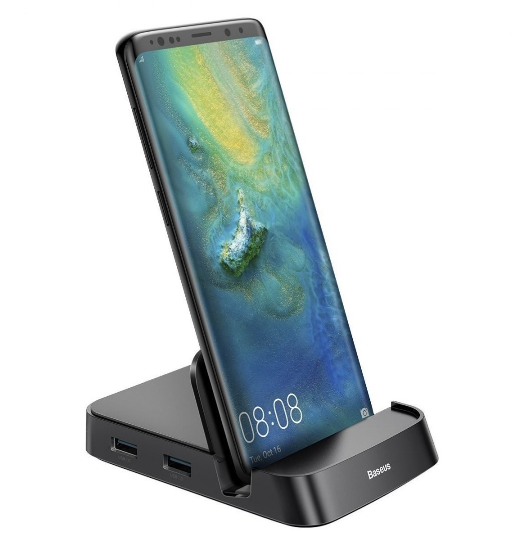 Samsung Baseus Stacja dokująca, HUB USB-C Baseus Mate Docking do smartfonów Huawei i 15W (czarna) BSU1433BLK