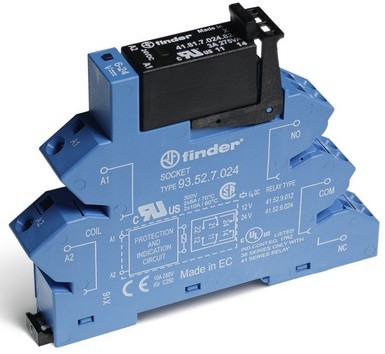 Finder Przekaźnikowy moduł sprzęgający 38.41.7.024.8240 Moduł sprzęgający, zwierny 1 NO (SPST-NO) wyjście 3A-240VAC 24 V DC wykonanie czułe, tylko dla (6, 12, 24, 48, 60V) 38.41.7.024.8240 38.41.7.024.8240
