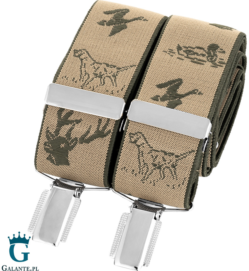 David Aster - Made In England Beżowe szelki do spodni dla Myśliwego BR-051 BR-051