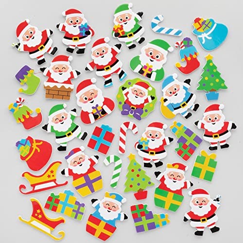 Baker Ross Baker Ross FE886 naklejki z pianki 'Jolly Santa - 200 sztuk, naklejki dla dzieci, idealne do projektów artystycznych i rękodzieła dla dzieci, idealne do tworzenia kart i scrapbookingu FE886