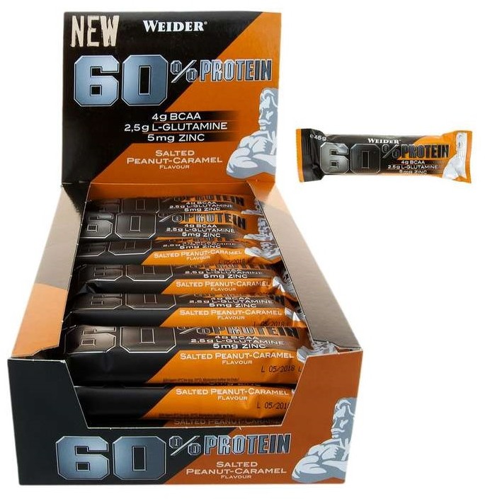 Weider 60% Protein Bar (Baton Proteinowy) 24 sztuki Salted Peanut-Caramel