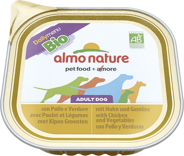 Almo Nature Daily Menu BIO Dog Kurczak z warzywami szalka 9x300g