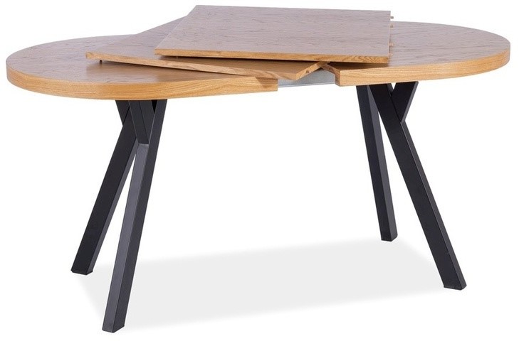 Signal Meble STÓŁ DOMINGO II OKLEINA NATURALNA DĄB / CZARNY 140(272)X80 DOMINGO2DC140