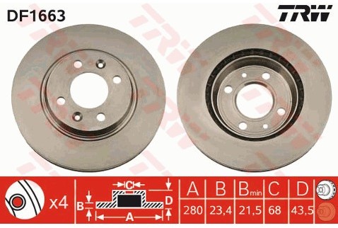 TRW Tarcza hamulcowa DF1663