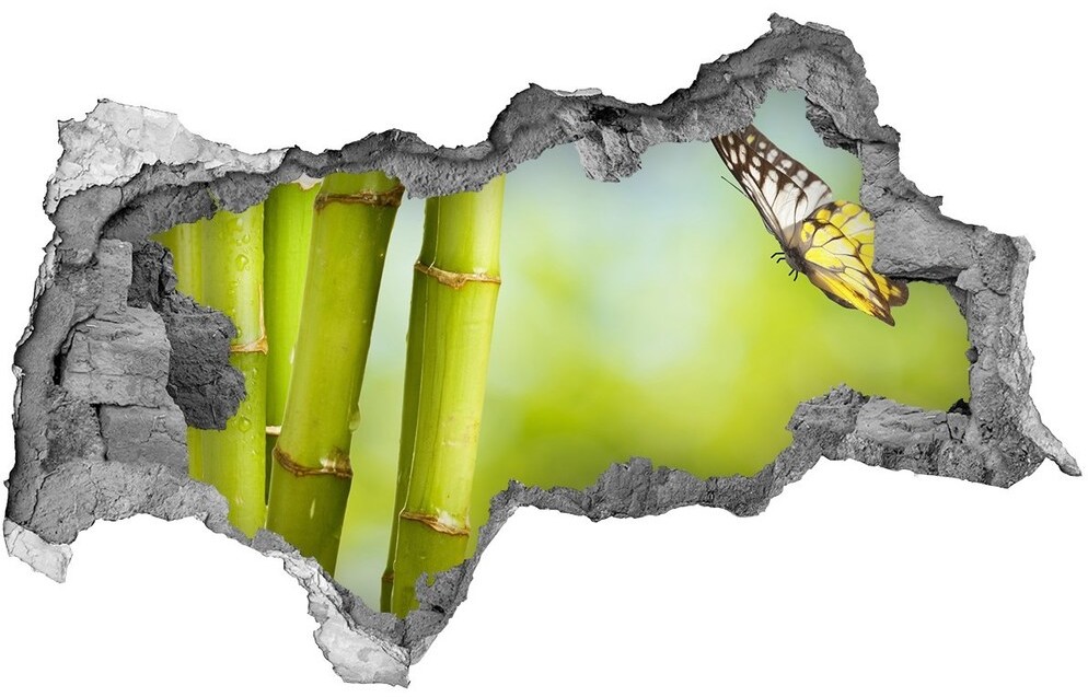 Wallmuralia.pl Samoprzylepna dziura naklejka Bambus i motyl