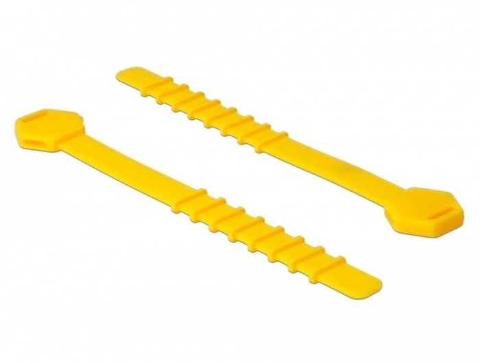 Delock 18830 opaska kablowa Releasable cable tie Silikon Żółty 10 szt.