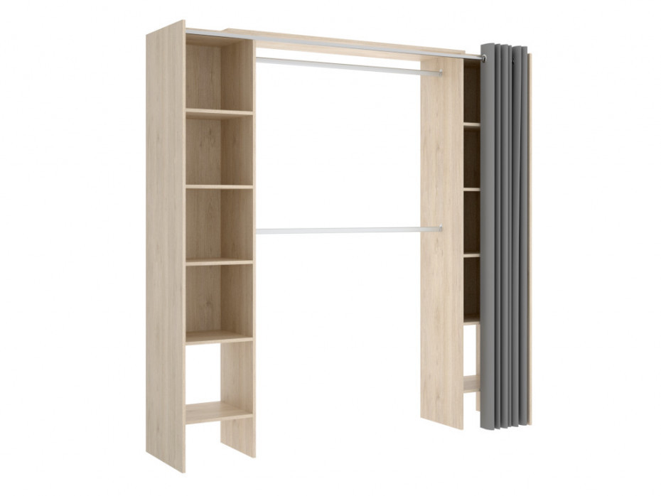 Vente-Unique Rozkładana garderoba DORIAN - Dł.110/180 cm - Kolor: dębowy i szary