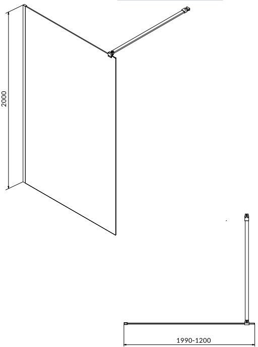 Cersanit Cersanit Mille Kabina prysznicowa Walk-in 120x200 cm profile chrom szkło transpartentne CleanPro S161-002