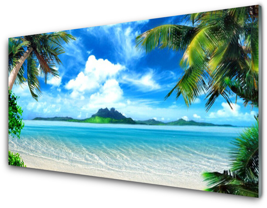 Tulup.pl Panel Szklany Palmy Morze Tropikalna Wyspa 100x50cm